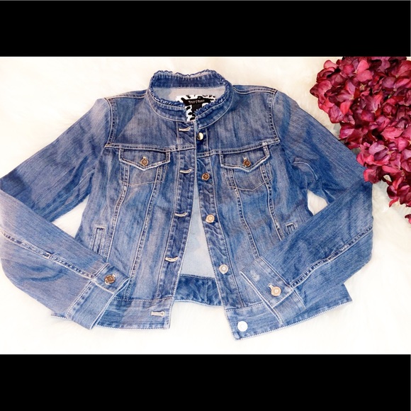 White House Black Market Jackets & Blazers - WHITE HOUSE BLACK MARKET Denim Ruffle Jacket